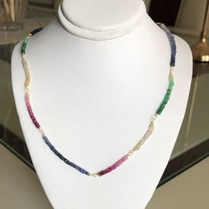 Multi color Raw Sapphire Necklace